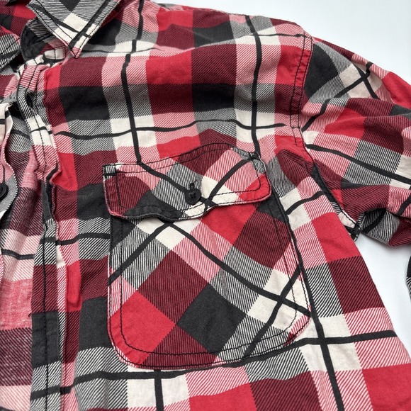 Obey‎ Flannel Shirt Button Down Mens Size Medium Red Checkered Long Sleeve - Picture 8 of 15